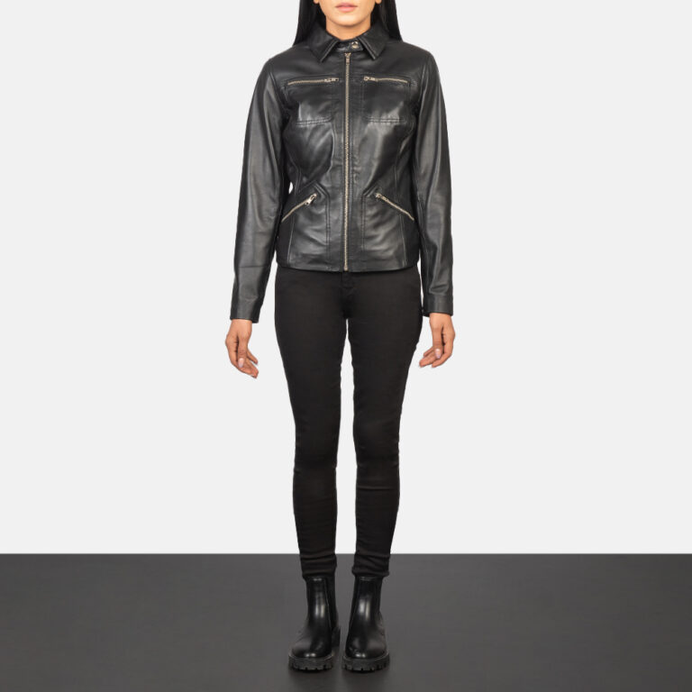 Womens Tomachi Black Leather Jacket Full Length-2-1652251486450